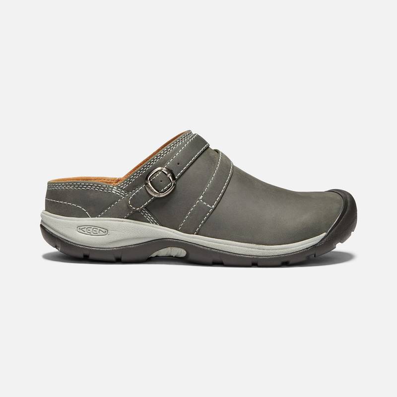 Keen Presidio II Pantoletten Damen DE-93147 Turbulence/Wrought Iron - Keen Damenschuhe Olivgrün